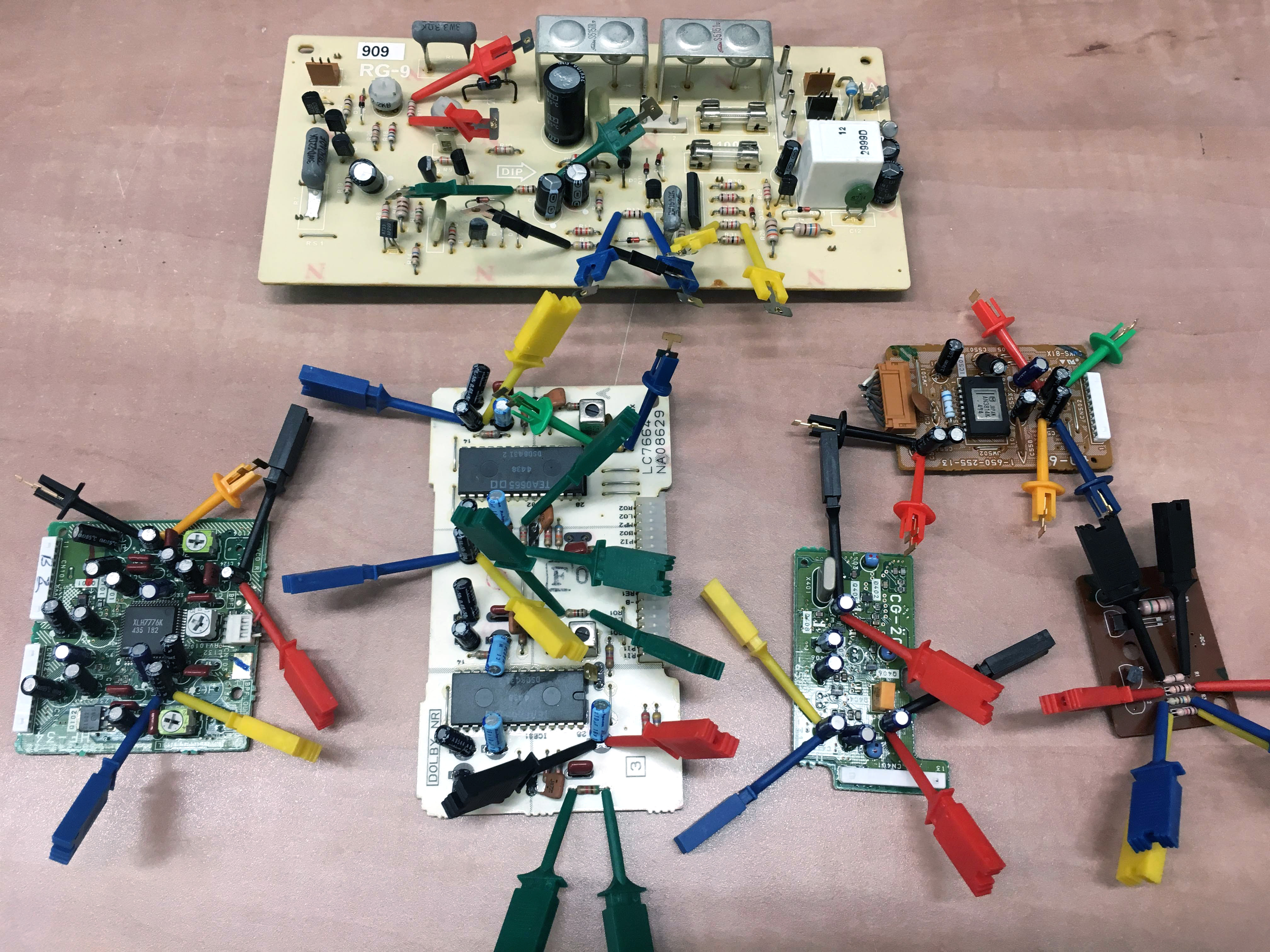 capacitors and resistors, ready to be connected